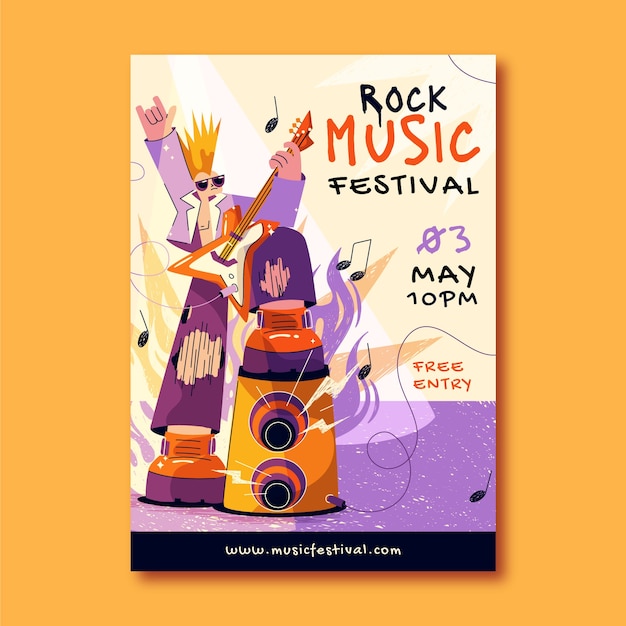 Vector flat music festival vertical poster template