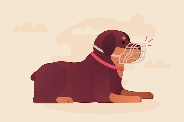 Vector flat muzzled dog illustrated