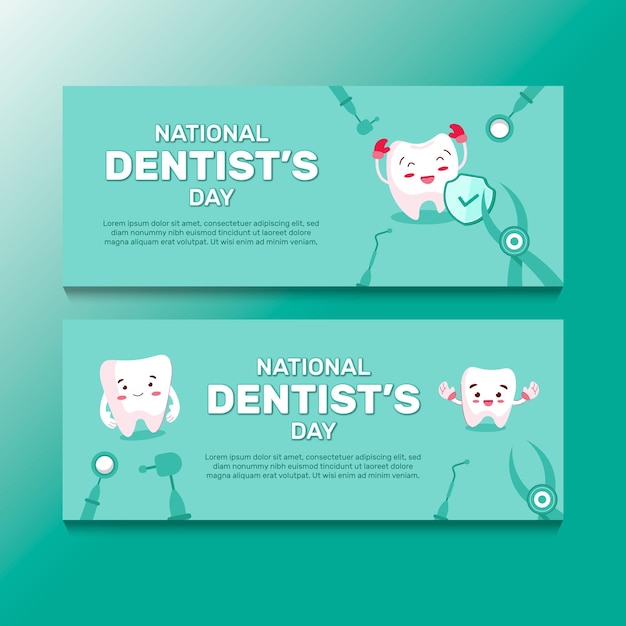 Flat national dentist's day banners