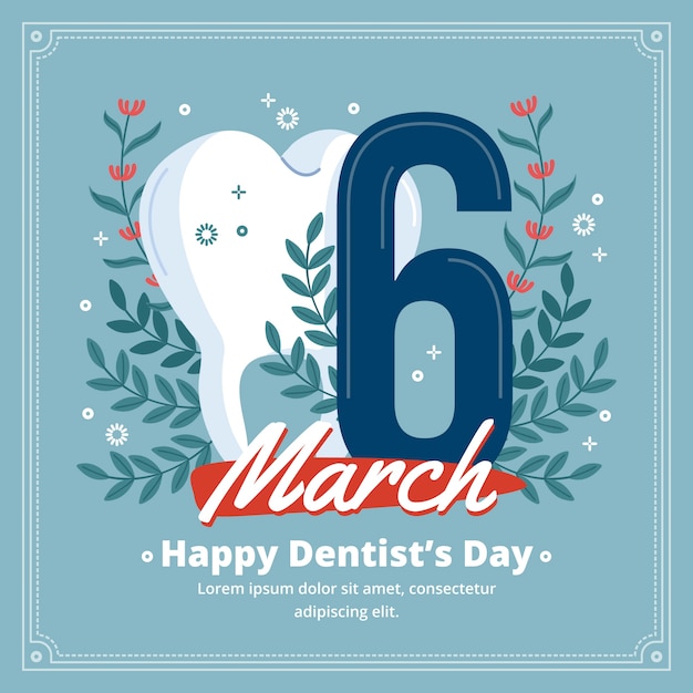 flat national dentist's day illustration with tooth