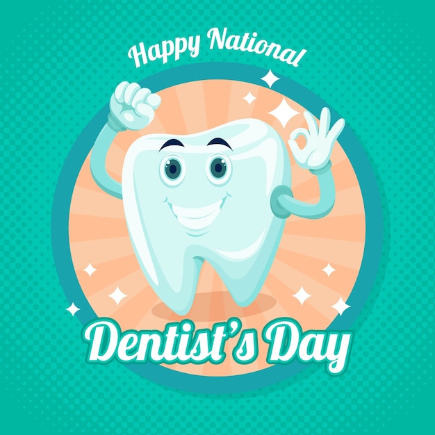 Vector flat national dentist's day illustration