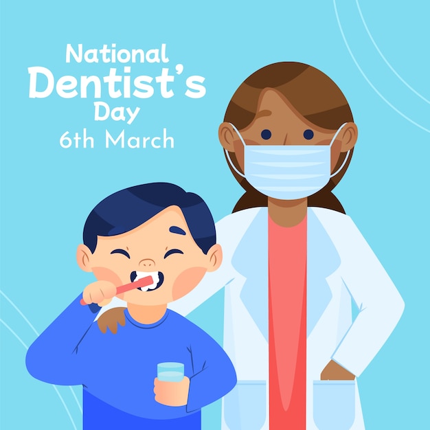 Vector flat national dentist's day illustration