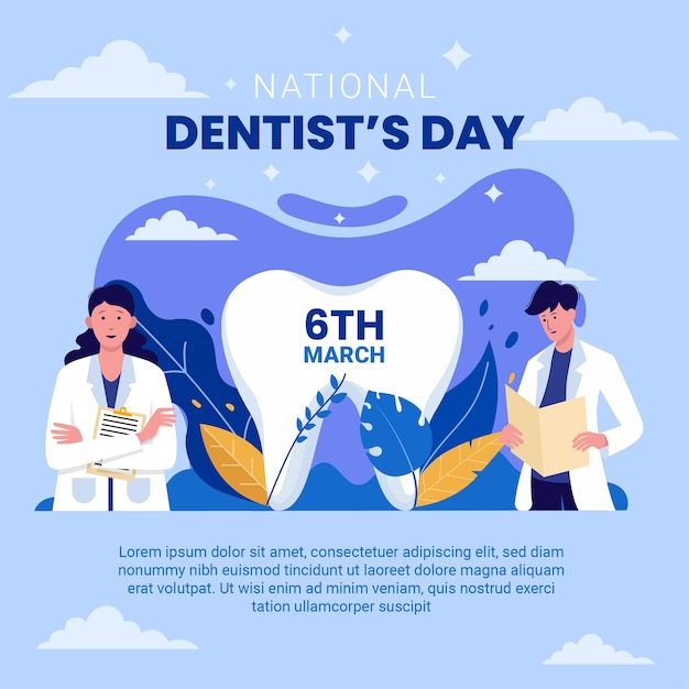 Vector flat national dentist's day illustration