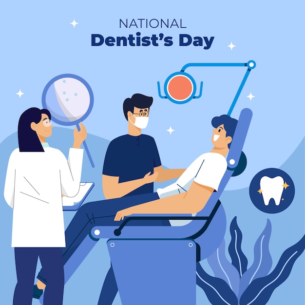 Vector flat national dentist's day illustration