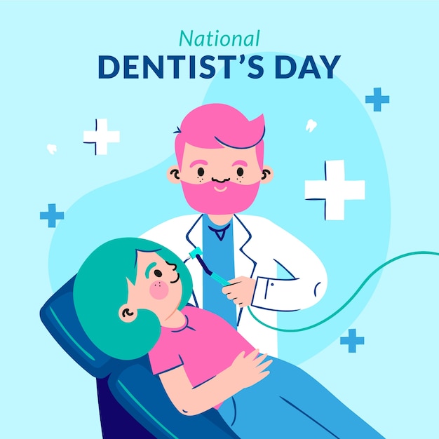 Illustrazione del giorno del dentista nazionale piatto
