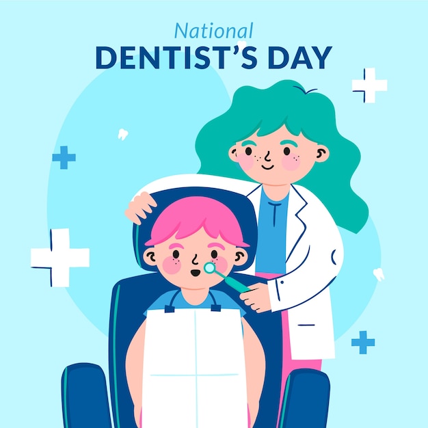 Vector flat national dentist's day illustration