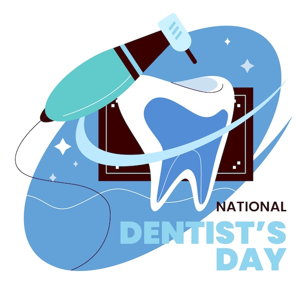 Flat national dentist's day illustration