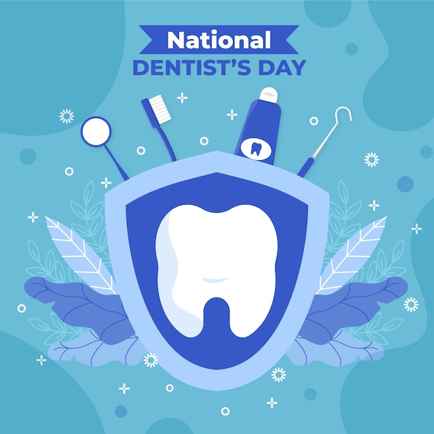 flat national dentist's day illustration