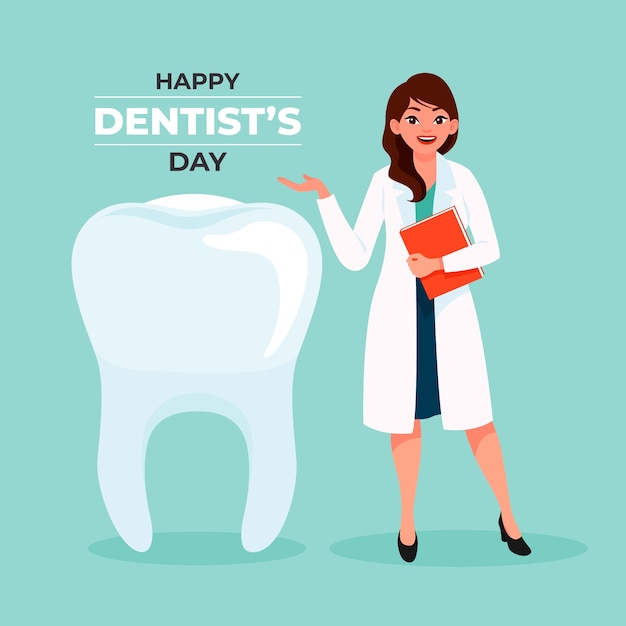 Flat national dentist's day illustration