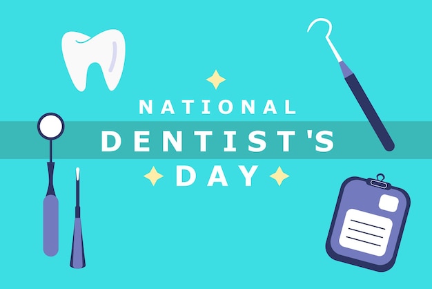 flat national dentists day horizontal banner