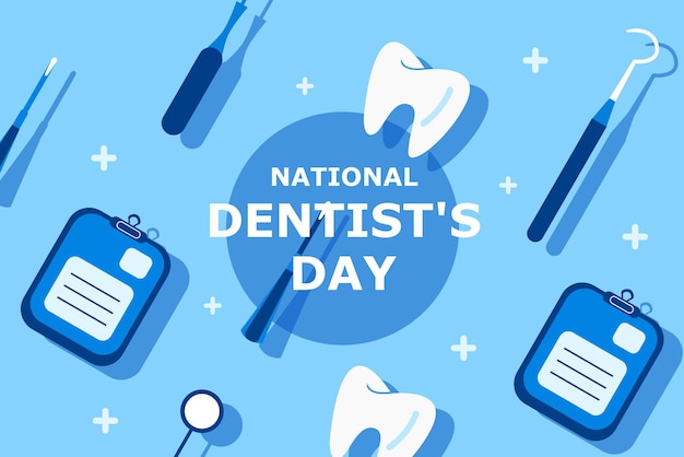 Vector flat national dentists day horizontal banner