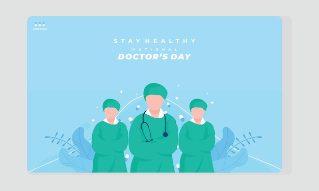 Vector flat national doctor's day template