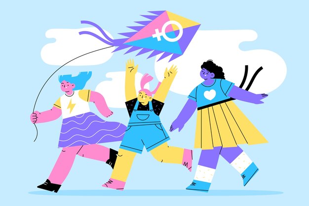 Vector flat national girl child day illustration