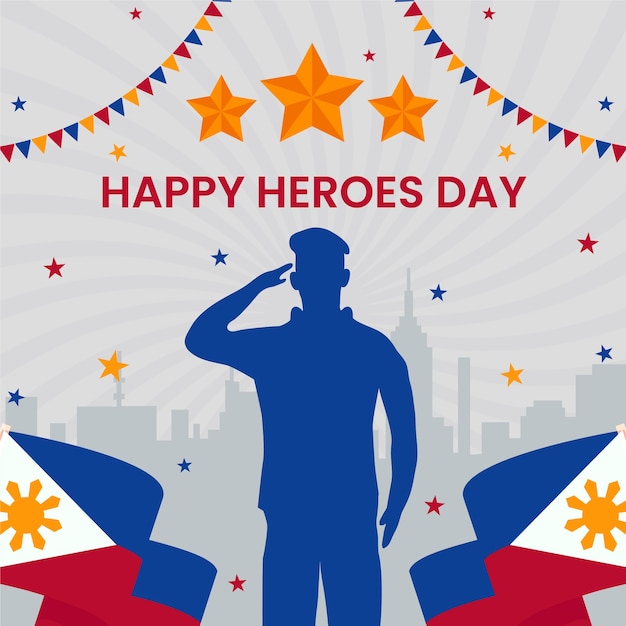 Vector flat national heroes day illustration