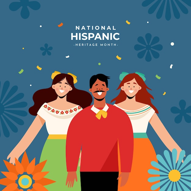 Vector flat national hispanic heritage month illustration