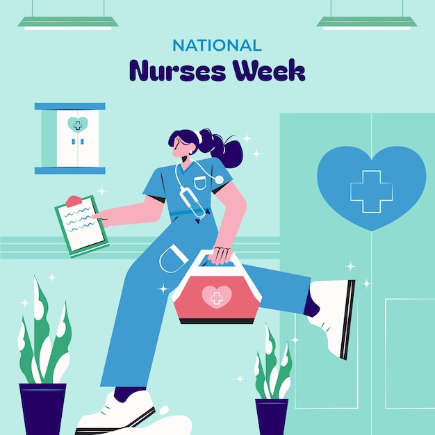 Flat national nurses week illustration