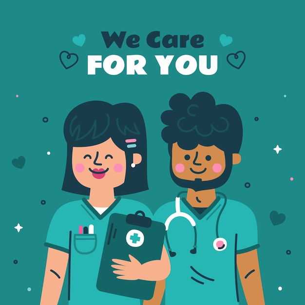 Vector flat national nurses week illustration