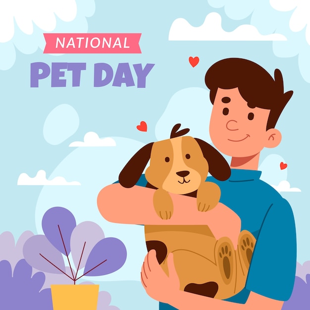 Vector flat national pet day illustration