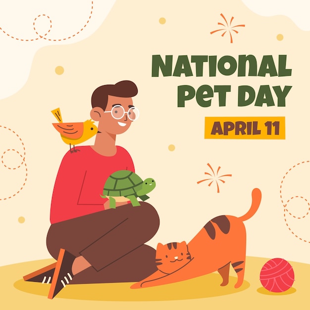 Flat national pet day illustration