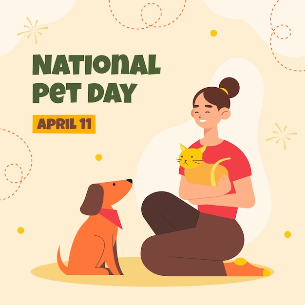 Flat national pet day illustration