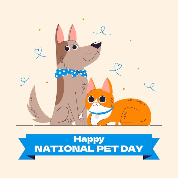 Vector flat national pet day illustration