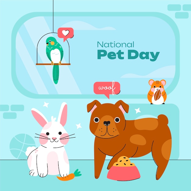 Flat national pet day illustration