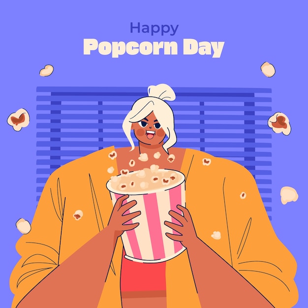 Vector flat national popcorn day illustration