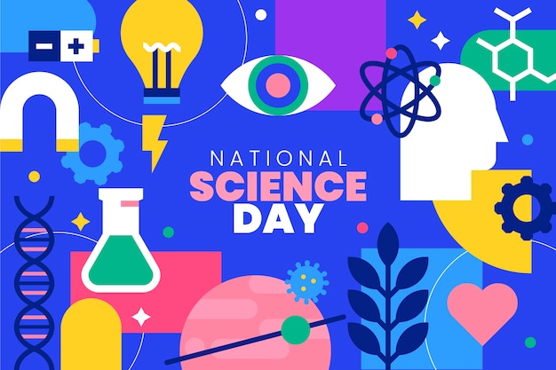 Vector flat national science day background