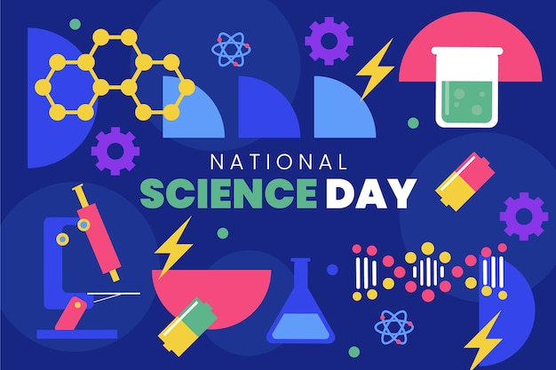 Flat national science day background