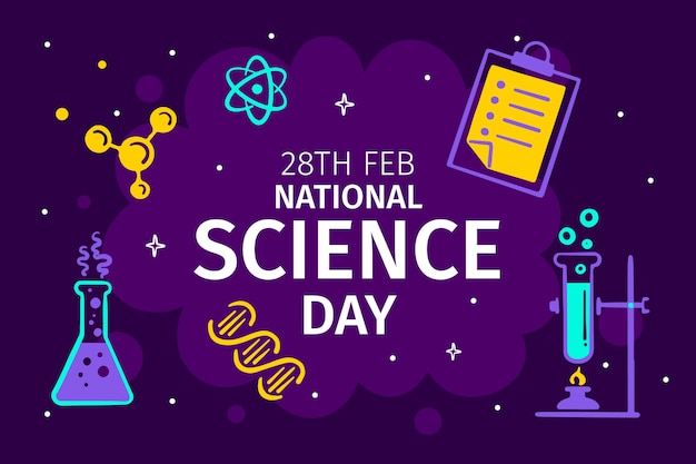 Vettore fondo piatto della giornata nazionale della scienza