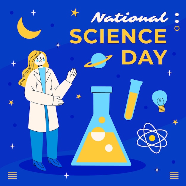 Vector flat national science day illustration