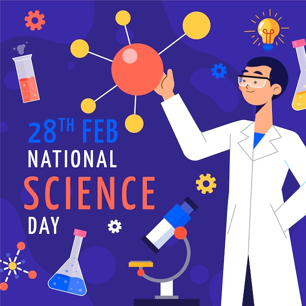 Vector flat national science day illustration