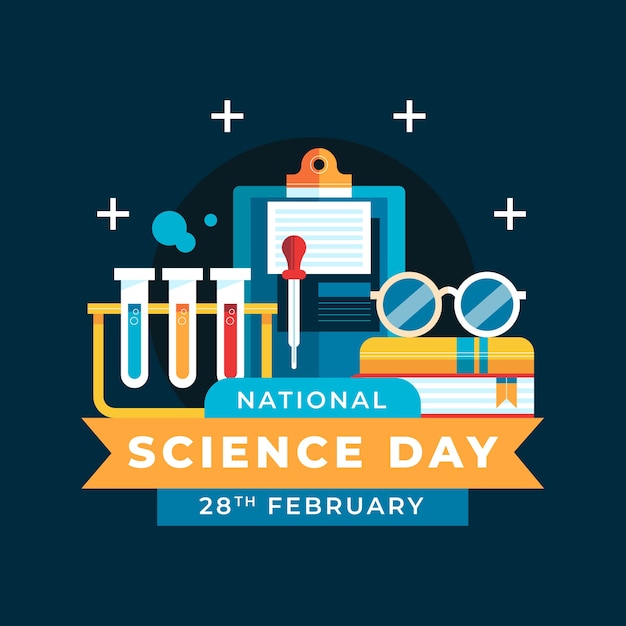 Vector flat national science day illustration