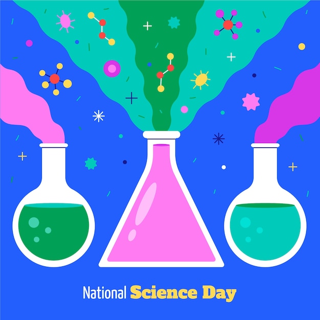 flat national science day illustration