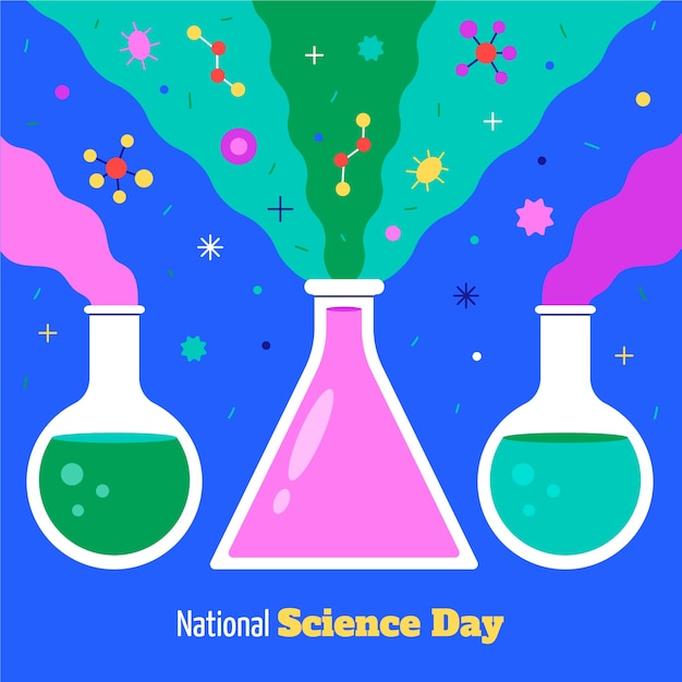 Vector flat national science day illustration