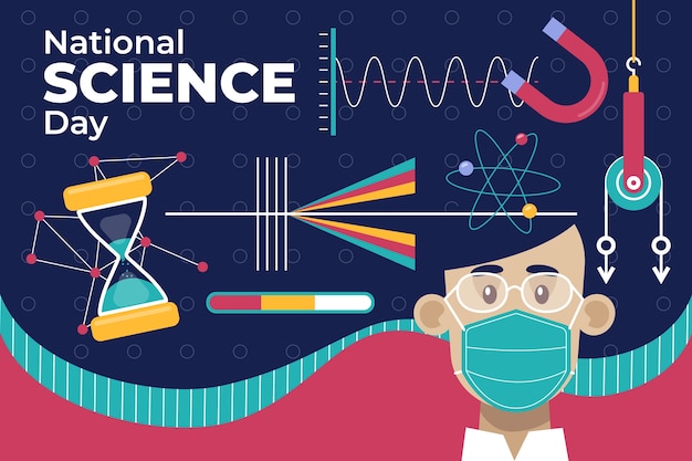 Flat national science day illustration