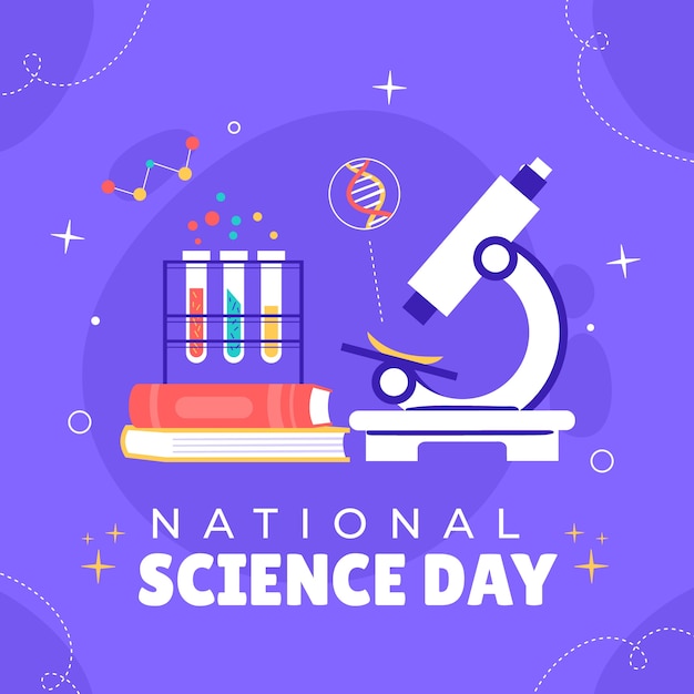 Вектор Плоская иллюстрация национального дня науки