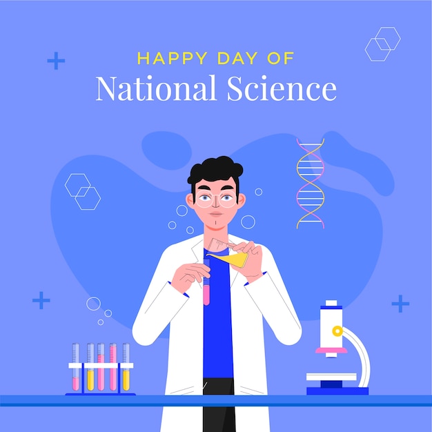 Vector flat national science day illustration