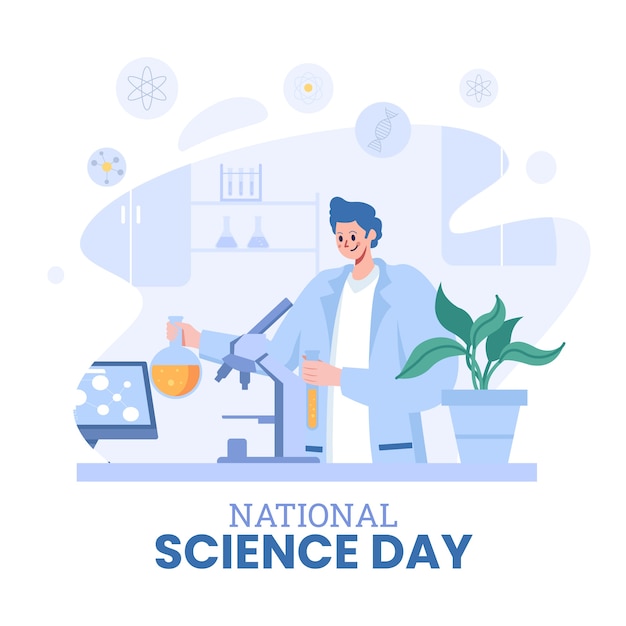 Vector flat national science day illustration