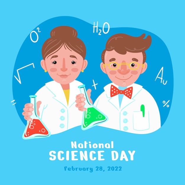 Illustrazione piatta della giornata nazionale della scienza