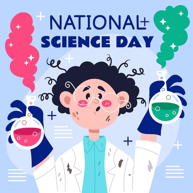 Vector flat national science day illustration