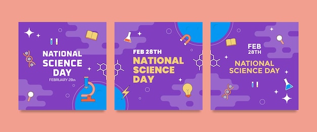 Flat national science day for social media posts