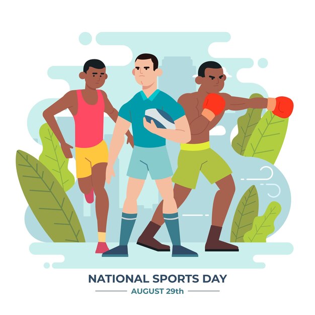 Vector flat national sports day illustration