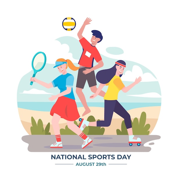 Vector flat national sports day illustration