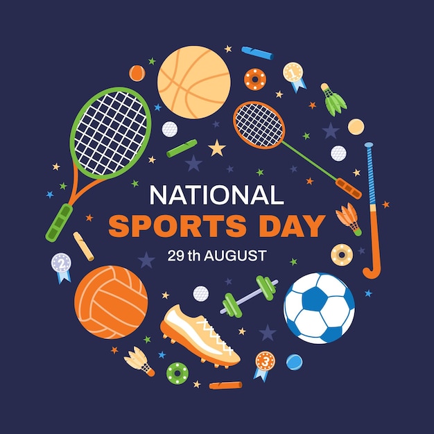 Flat national sports day illustration