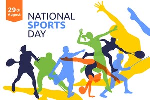 flat national sports day illustration