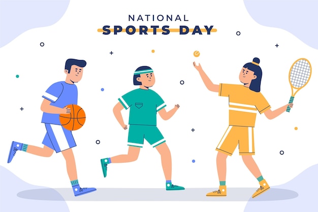 Flat national sports day illustration