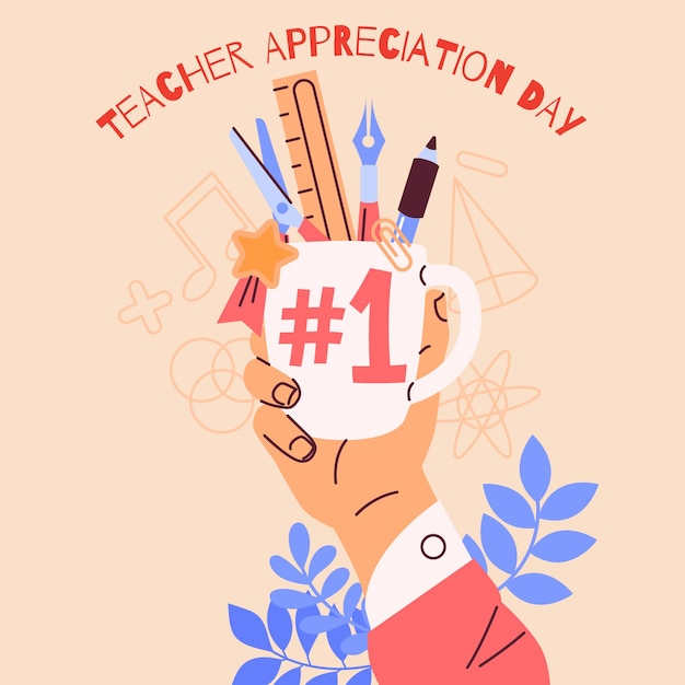 Vector flat national teacher appreciation day illustration