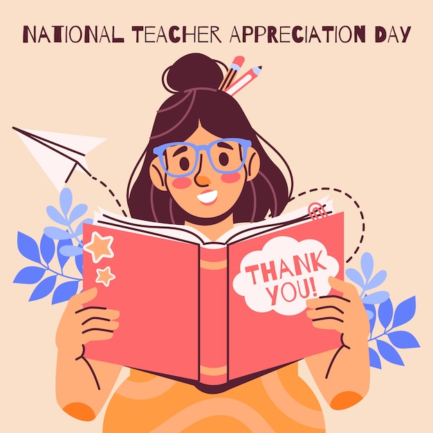 Flat national teacher appreciation day illustration