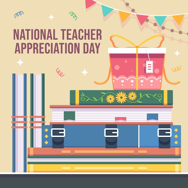 Flat national teacher appreciation day illustration